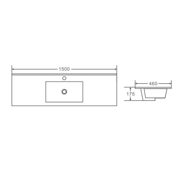 1500mm Ceramic Vanity Top Single Bowl/Double Bowl