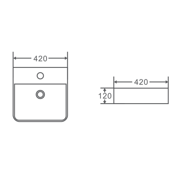 Vento 42M Wall-Hung Basin 420 x 420 x 120mm