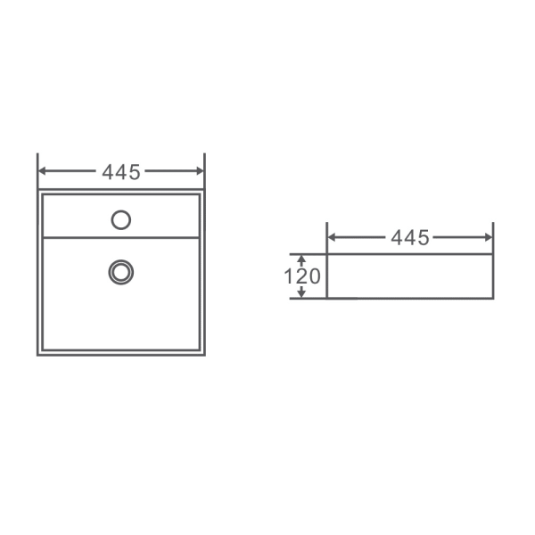 Vento 44M Above Counter Basin 445 x 445 x 120mm