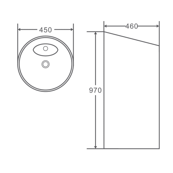 Zento 45 Freestanding Round Pedestal Basin 450 x 460 x 970mm