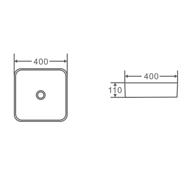 SQ 40 Above Counter Square Basin 400 x 400 x 110mm