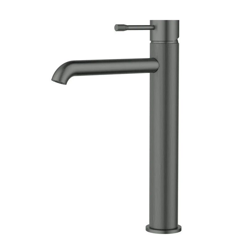 IKON Linie High rise Gun Metal Tall Basin Mixer Tap - FIL Kitchen Bathroom