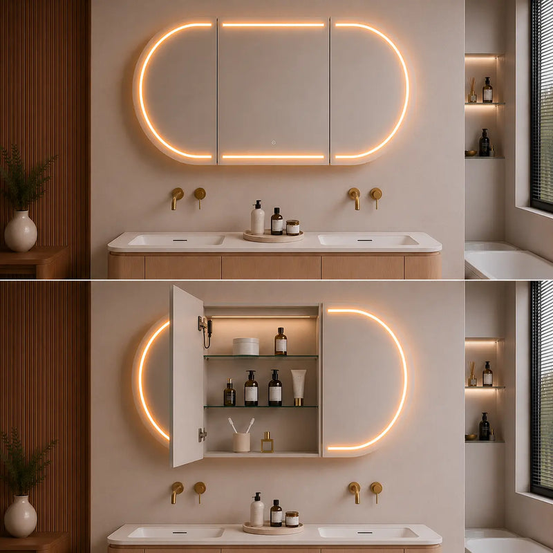Allison Pill 3Lights PVC Shaving CabinetsLK-MAPLSV1275MW/MB-3Lights