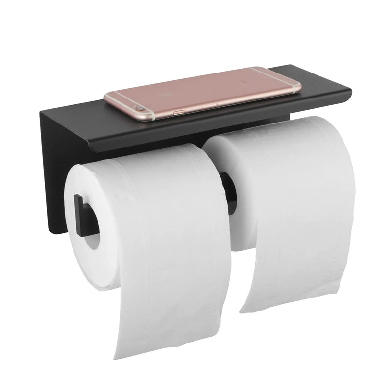 IVANO Series Chrome/Black Double Toilet Paper Holder with Cover FIL Kitchen Bathroom
