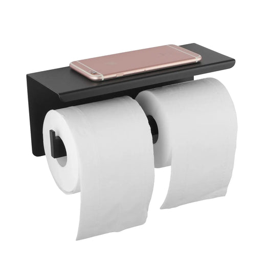 IVANO Series Chrome/Black Double Toilet Paper Holder with Cover FIL Kitchen Bathroom
