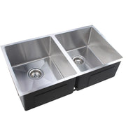 1.2mm 770x450x215mm Handmade Double Bowls Top/Undermount Kitchen/Laundry Sink - FIL Kitchen Bathroom