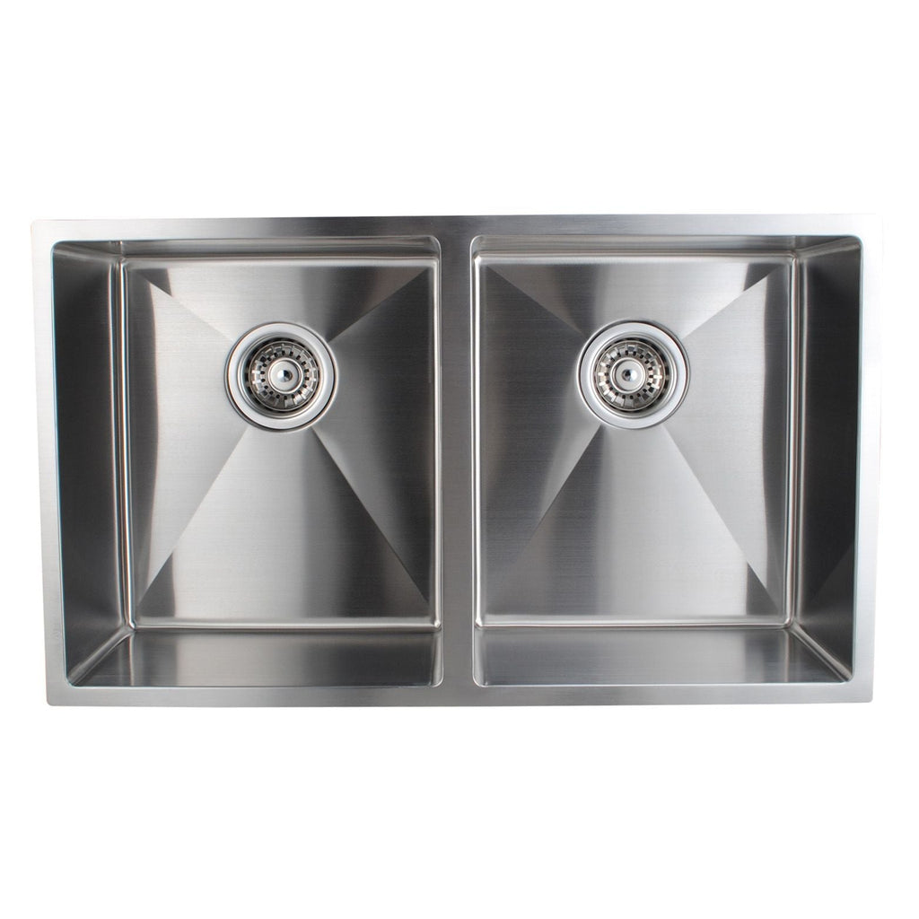 1.2mm 770x450x215mm Handmade Double Bowls Top/Undermount Kitchen/Laundry Sink - FIL Kitchen Bathroom