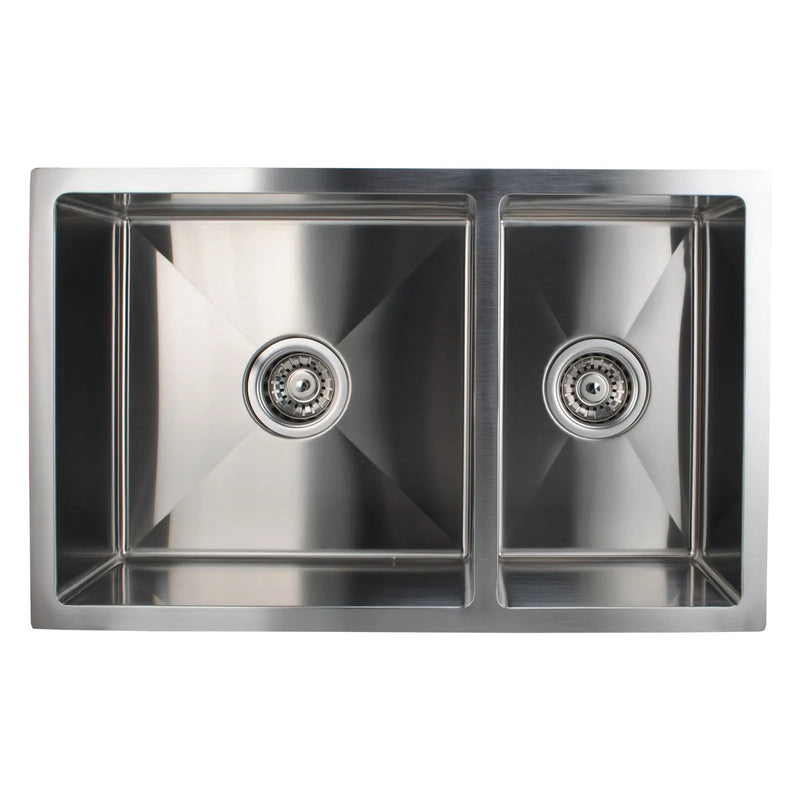 1.2mm Handmade Round Corners Double Bowls Top / Undermount / Flush Mount Kitchen Sink 715x450x200mm Chrome/Grey/Brushed Gold - FIL Kitchen Bathroom