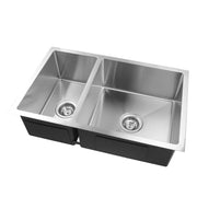 1.2mm Handmade Round Corners Double Bowls Top / Undermount / Flush Mount Kitchen Sink 715x450x200mm Chrome/Grey/Brushed Gold - FIL Kitchen Bathroom