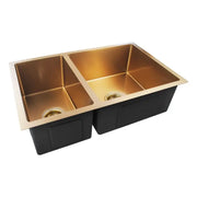 1.2mm Handmade Round Corners Double Bowls Top / Undermount / Flush Mount Kitchen Sink 715x450x200mm Chrome/Grey/Brushed Gold - FIL Kitchen Bathroom