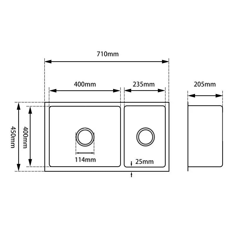 1.2mm Handmade Round Corners Double Bowls Top / Undermount / Flush Mount Kitchen Sink 715x450x200mm Chrome/Grey/Brushed Gold - FIL Kitchen Bathroom