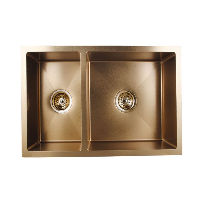 1.2mm Handmade Round Corners Double Bowls Top / Undermount / Flush Mount Kitchen Sink 715x450x200mm Chrome/Grey/Brushed Gold - FIL Kitchen Bathroom