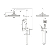 Amoza Twin Shower Kit Less Showers - dimensions