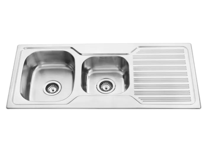 1.5 RADIUS CORNER KITCHEN SINK 8MM STEEL 1080X480X170MM - FIL Kitchen Bathroom