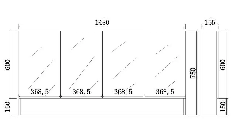 Fremantle Shaving Cabinet (600/750/900/1200/1500mm) FIL Kitchen Bathroom