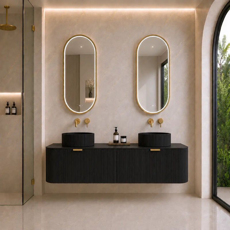 Agena Modern Fluted Cabinet Matte Black LK-MA1500W-MB