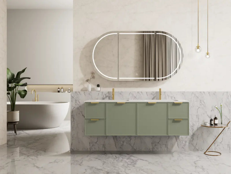 Wall Hung PVC Cabinet (Olive Green)600mm/750mm/900mm/1200mm/1500mm POSEIDON