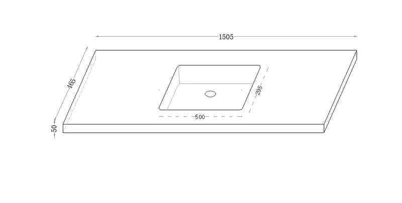 Fine Ceramic Basin Joined with Sintered Stone Calacatta Night 600mm/750mm/900mm/1200mm/1500mm - FIL Kitchen Bathroom