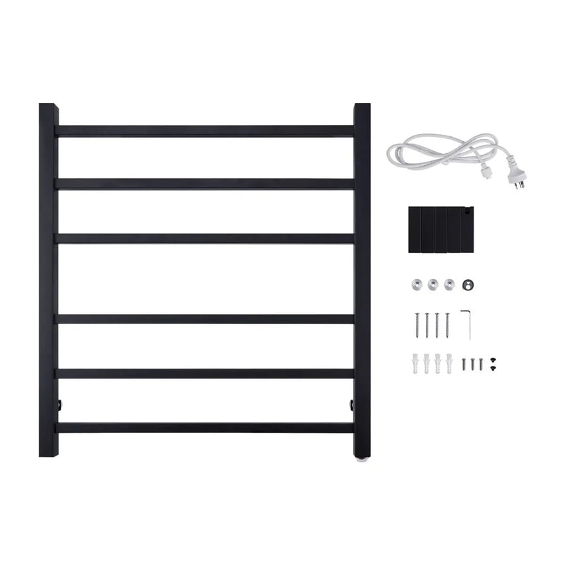 Square  Electric Heated Towel Rack 6 Bars Chrome and Colours FIL Kitchen Bathroom