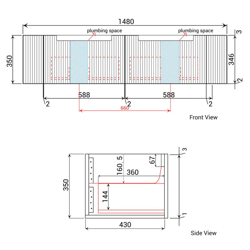 Savio Wall Hung Matte White 750mm/900mm/1200mm/1500mm/1800mm - FIL Kitchen Bathroom