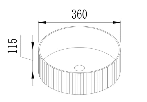 VITO Geneva Fluted Round Premium Ceramic Above-Counter Basin (400mm) POSEIDON