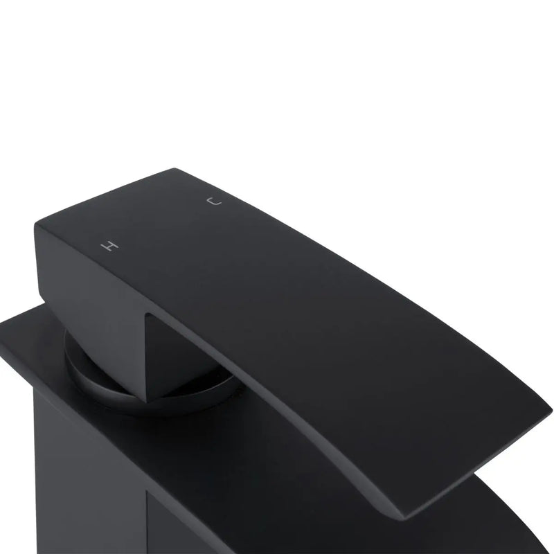 CASCADE Waterfall Matt Black Basin Mixer FIL Kitchen Bathroom