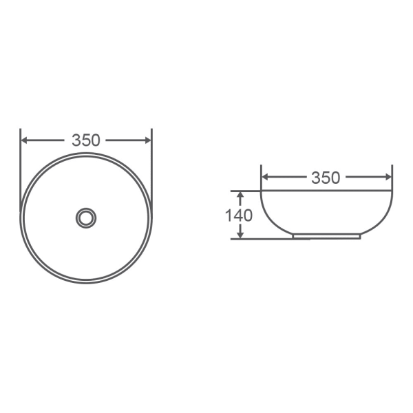 Asti 94 350X350X140mm Matt Black Above Counter Basin