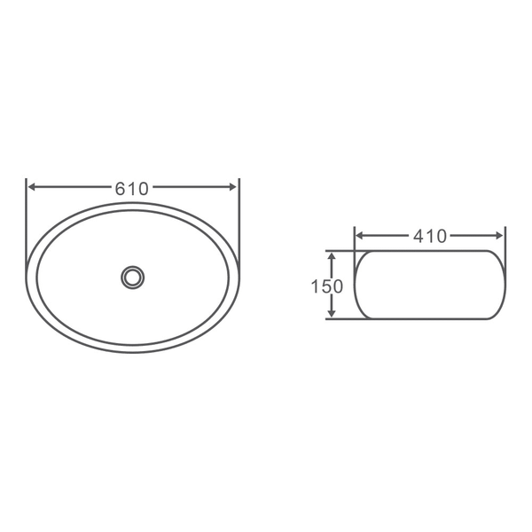 Chur 33 610 x 410 x 150mm Black & White Above Counter Oval Basin