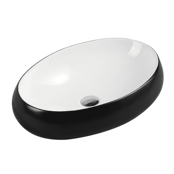 Chur 33 610 x 410 x 150mm Black & White Above Counter Oval Basin