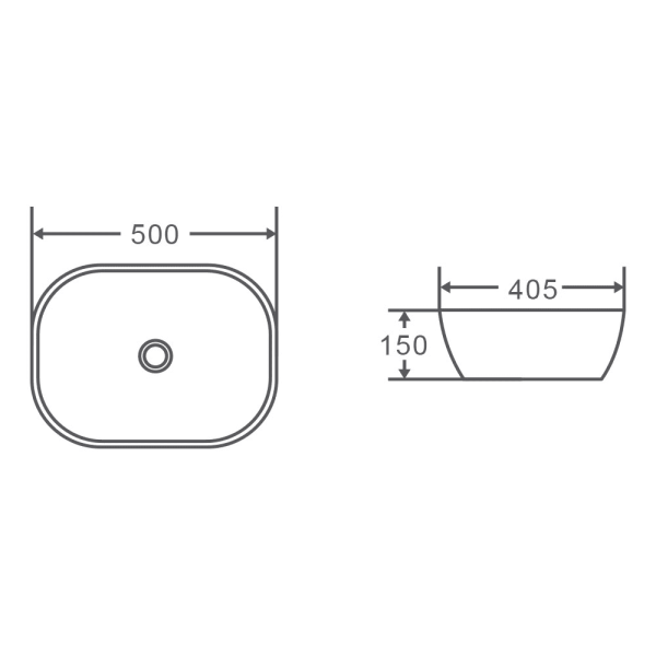 Chur 43 500X405X150mm Black & White Above Counter Basin