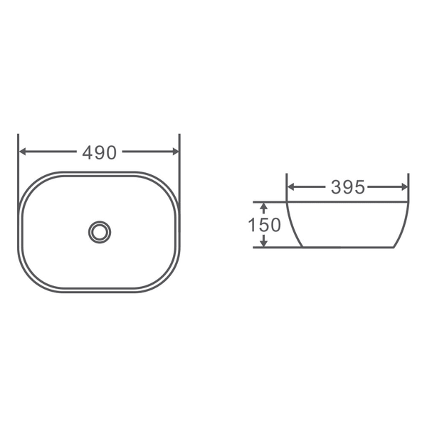 Chur 43 490 x 395 x 150mm Above Counter Basin