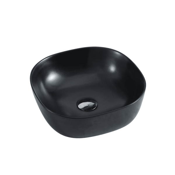 Chur 44 Matt Black/Touchline White Above Counter Basin 410X410X150mm