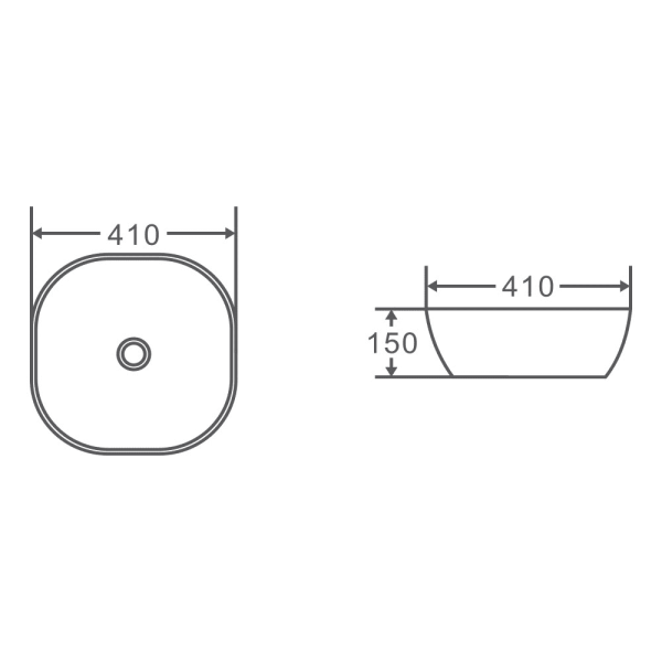 Chur 44 Matt Black/Touchline White Above Counter Basin 410X410X150mm