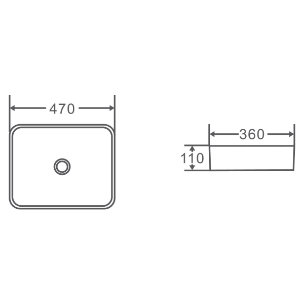 Etna Above Counter Rectangular Basin 470 x 360 x 110mm