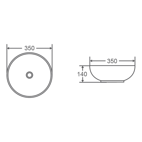 ASTI 90 350X350X140mm Matt Pink Above Counter Basin