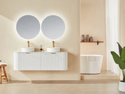 Avalon Wall Hung Vanity Double Bowl Matte White 1500mm/1800mm - FIL Kitchen Bathroom