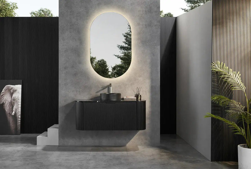 Avalon Wall Hung Vanity Single Bowl Matt Black 600mm/750mm/900mm/1200mm - FIL Kitchen Bathroom