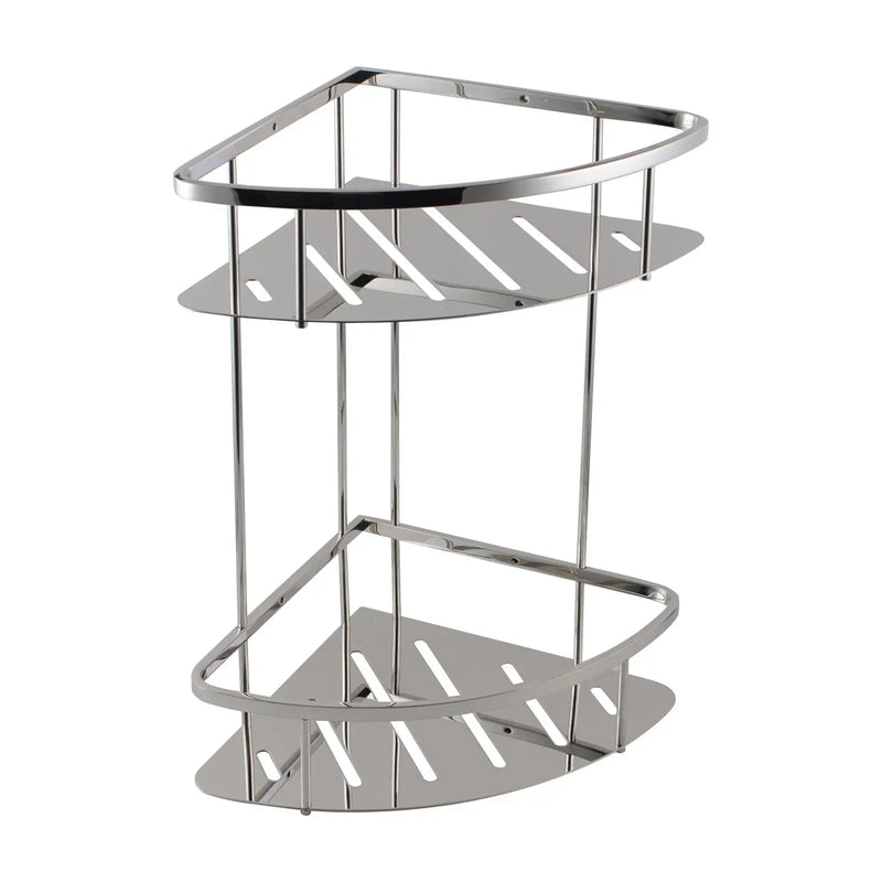 Chrome/Matte Black Stainless Steel 2 Tier Shower Caddy Shelf FIL Kitchen Bathroom