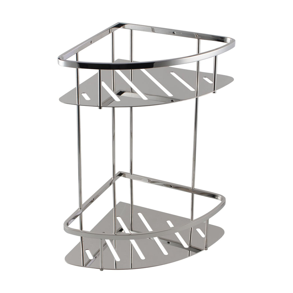 Chrome/Matte Black Stainless Steel 2 Tier Shower Caddy Shelf