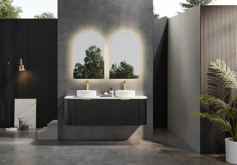 Avalon Wall Hung Vanity Matte Black Double Bowl 1500mm/1800mm - FIL Kitchen Bathroom