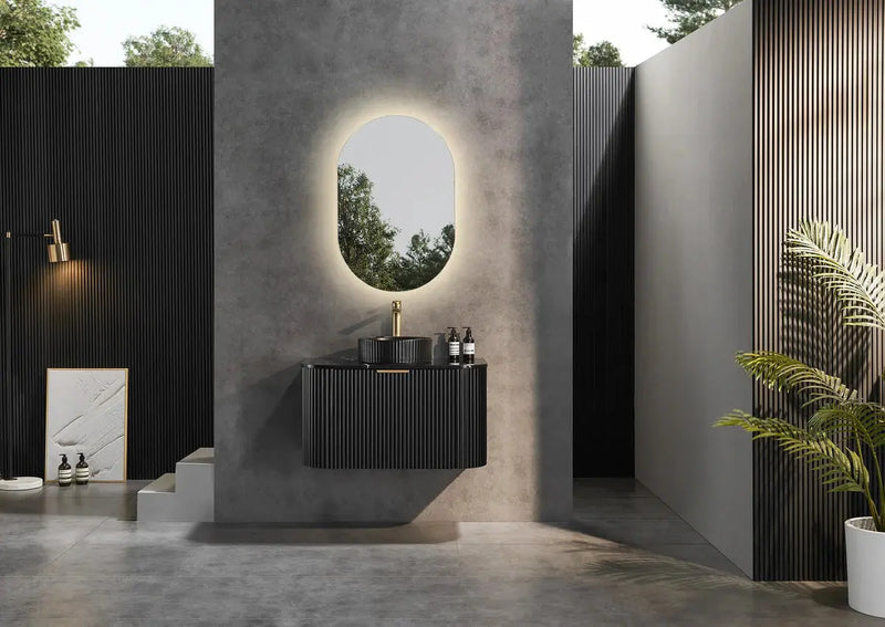 Avalon Wall Hung Vanity Single Bowl Matt Black 600mm/750mm/900mm/1200mm - FIL Kitchen Bathroom