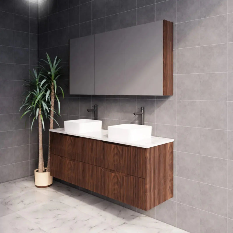 Bali Brown Oak Single Bowl Wall Hung Vanity 600mm/750mm/900mm/1200mm/1500mm - FIL Kitchen Bathroom