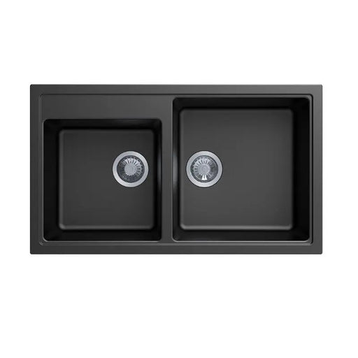 860 x 500 x 205mm Carysil Black/White/Grey Double Bowl Granite Kitchen Sink Top/Flush/Under Mount FIL Kitchen Bathroom
