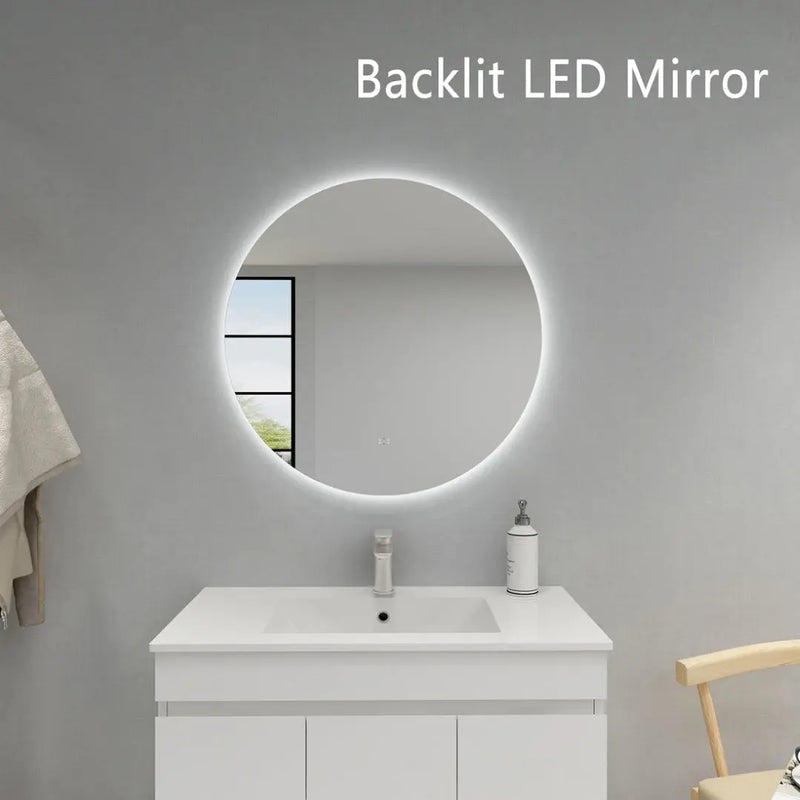 POSEIDON ROUND BACKLIT LED MIRROR 3 COLOUR LIGHTS 800X800MM - FIL Kitchen Bathroom