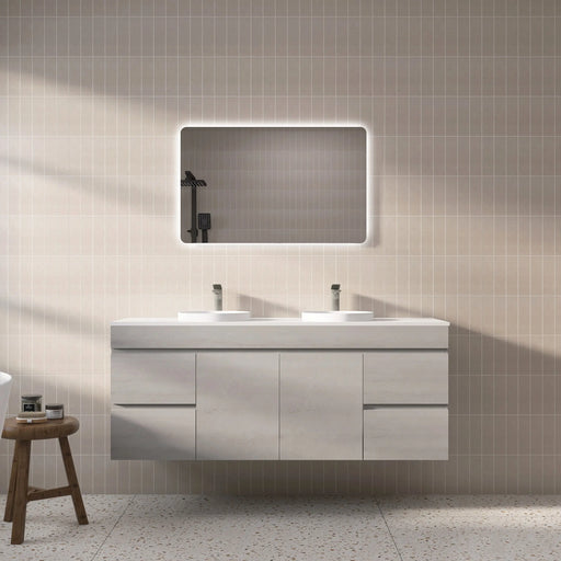 Nova Poly Wood Wall Hung Vanity-Concrete Grey (1200mm/1500mm/1800mm) - FIL Kitchen Bathroom