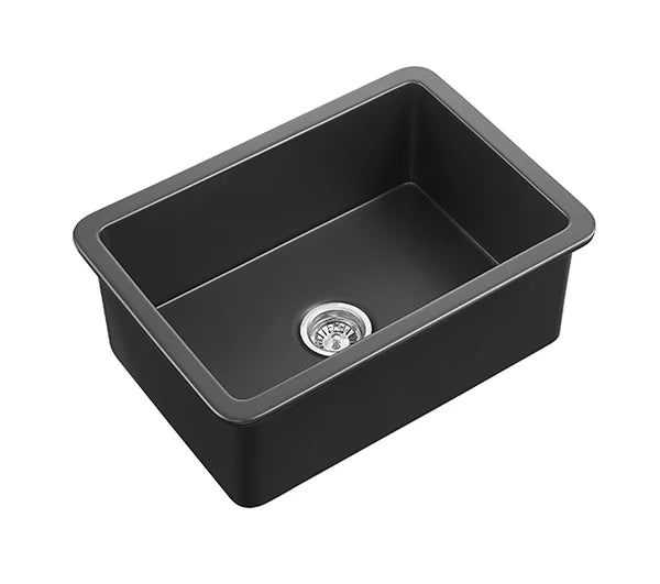 SINGLE BOWL FIRECLAY KITCHEN SINK MATTE BLACK 677MM/810MM