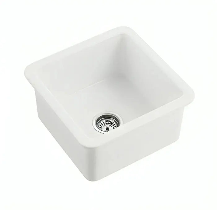 SINGLE BOWL FIRECLAY UNDERMOUNT KITCHEN SINK GLOSS WHITE/MATTE BLACK 457MM CETO