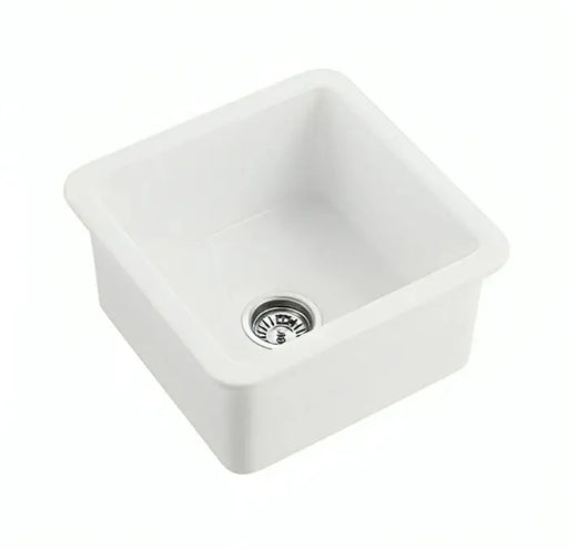 SINGLE BOWL FIRECLAY UNDERMOUNT KITCHEN SINK GLOSS WHITE/MATTE BLACK 457MM CETO