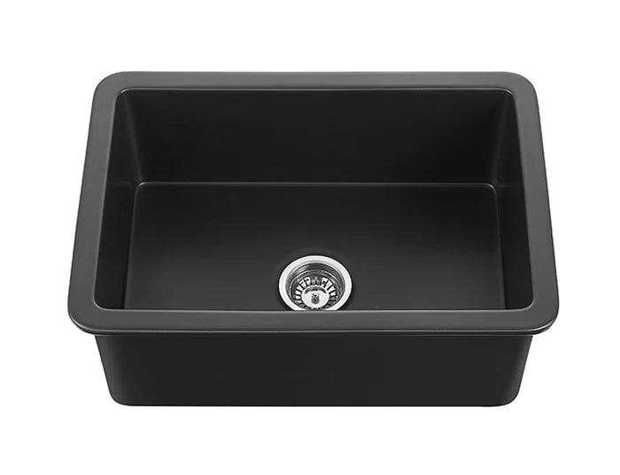 SINGLE BOWL FIRECLAY KITCHEN SINK MATTE BLACK 677MM/810MM