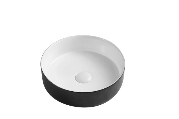 Sasso Black & White Above Counter Round Basin 355X355X120mm